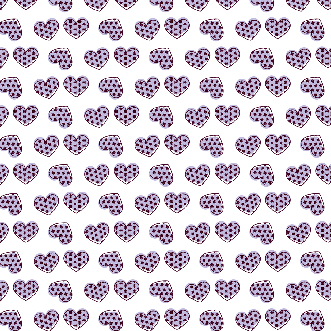 Seamless Polka Dot Hearts Pattern on Transparent Background Art