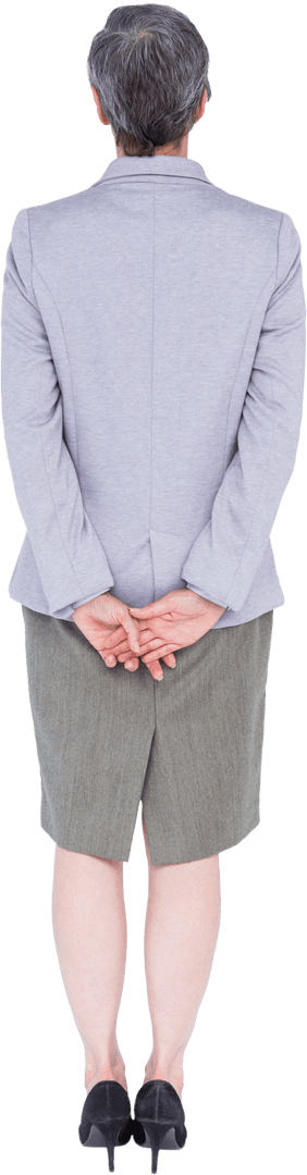 Transparent View of Mature Businesswoman from Back Clear Background
