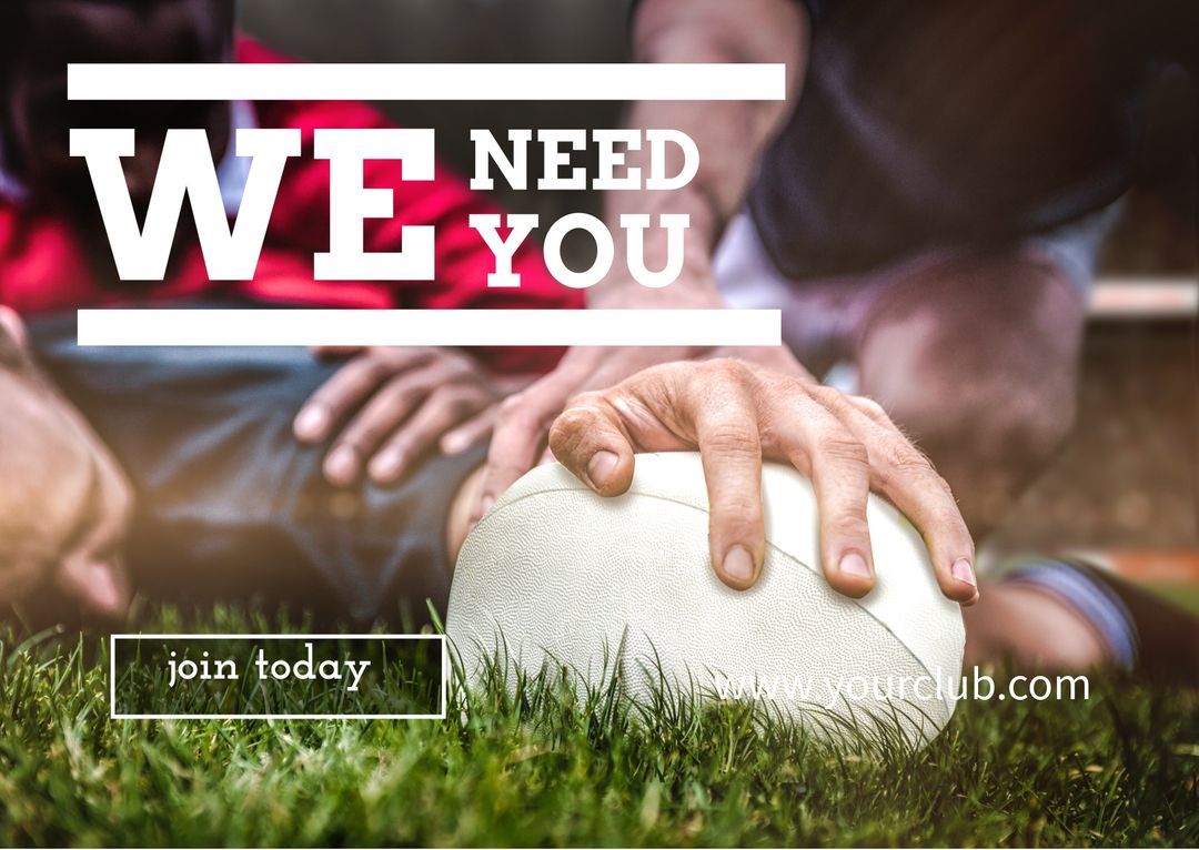 Rugby Recruitment Campaign with Teamwork and Determination Theme - Download Free Stock Templates Pikwizard.com