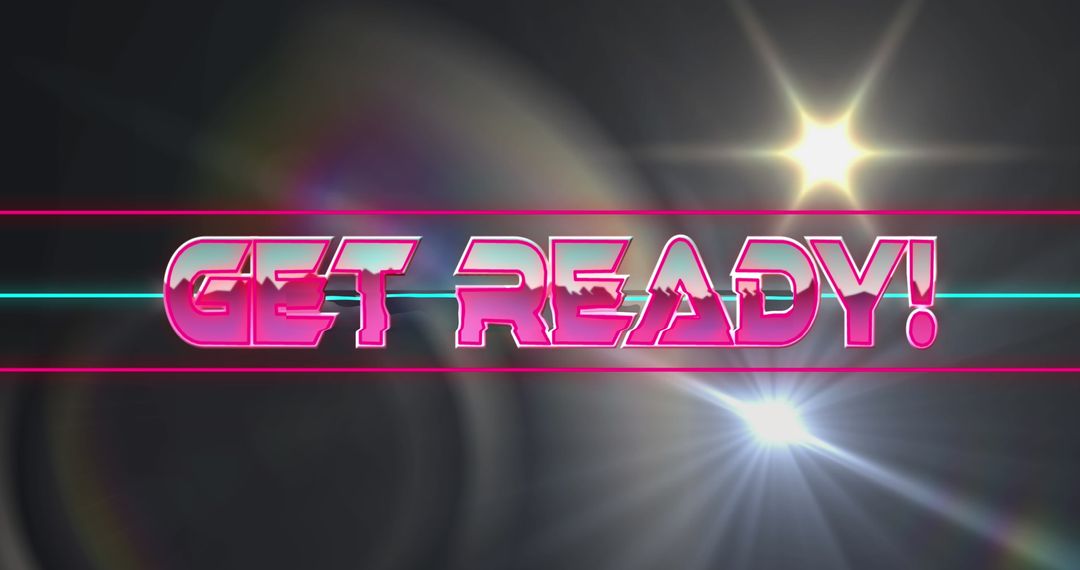 Retro Neon Get Ready Text with Light Effects