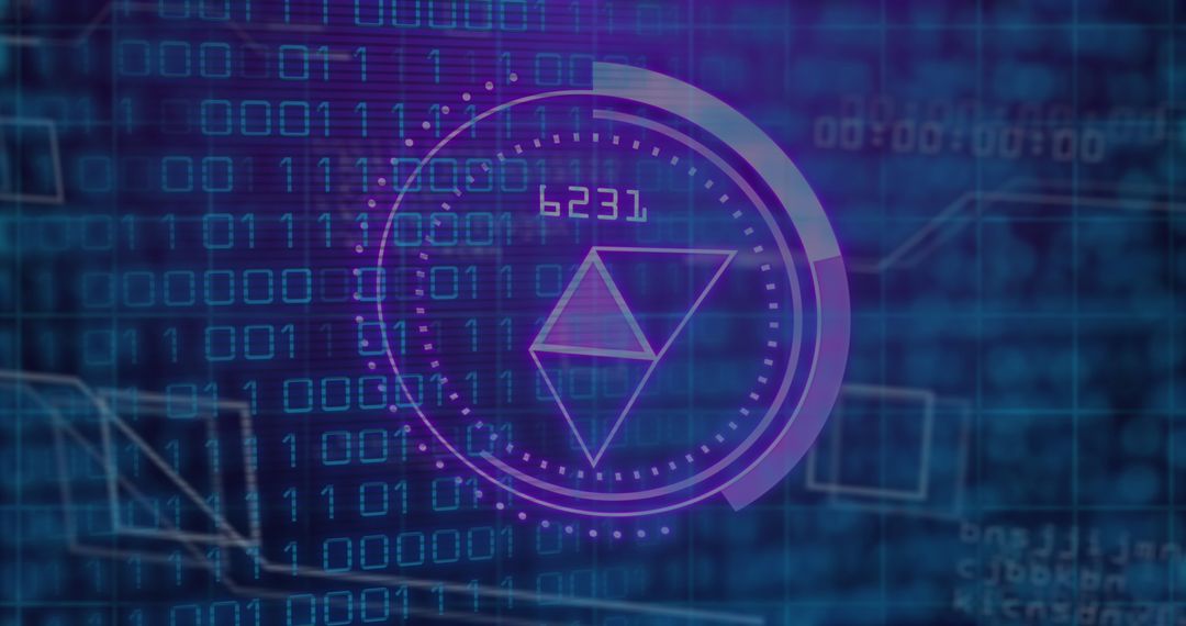 Futuristic Digital Interface with Binary Code and Geometric Shapes - Free Images, Stock Photos and Pictures on Pikwizard.com