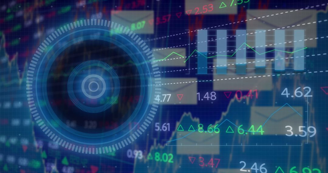 Digital Abstract Financial Data Visualization Overlay