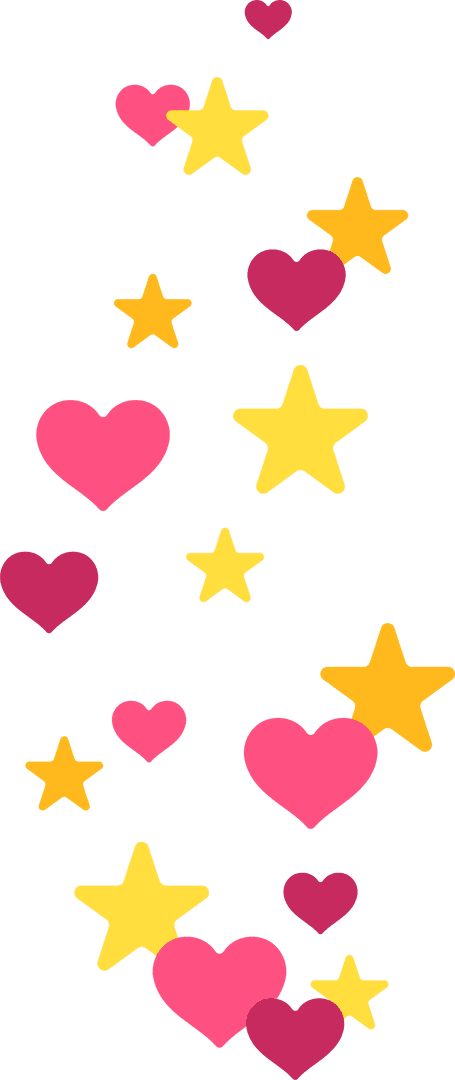 Transparent Hearts Stars Pattern on Celestial Love Theme