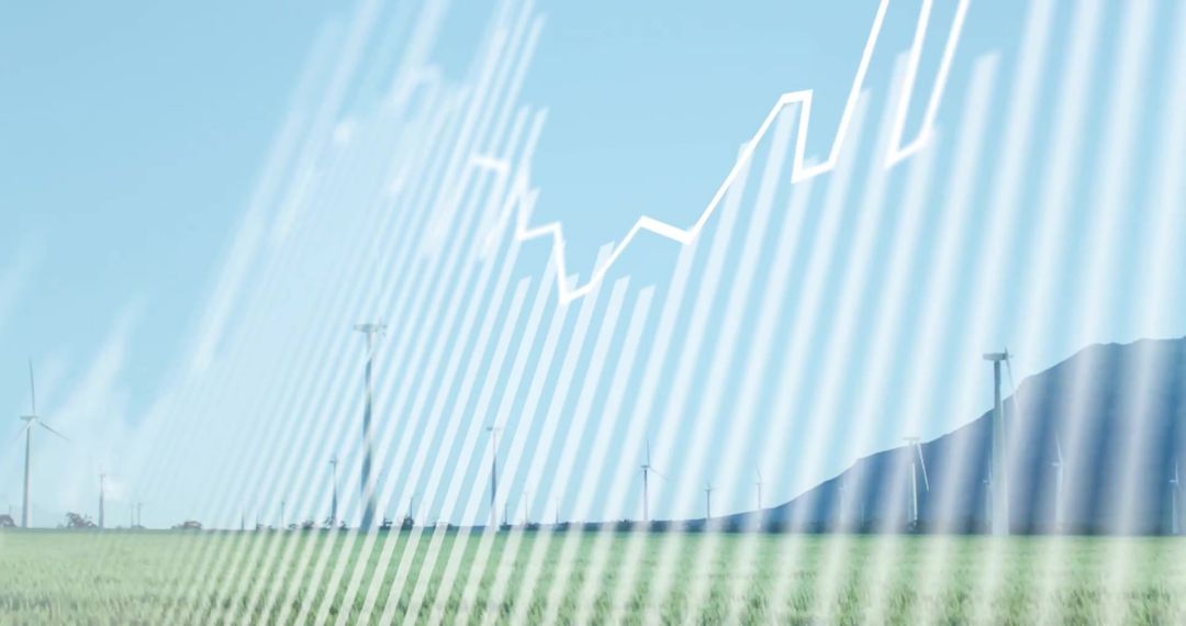 Sustainable Energy Growth Graph Overlay on Wind Farm