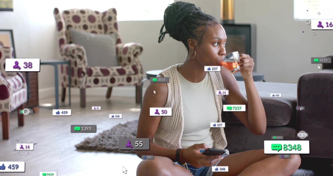 Influencer Enjoying a Relaxing Social Media Moment at Home