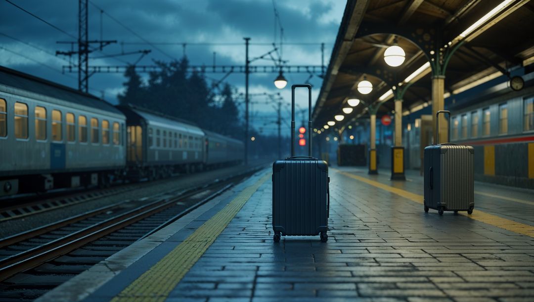 Moody Railway Platform with Absentee Traveler Theme