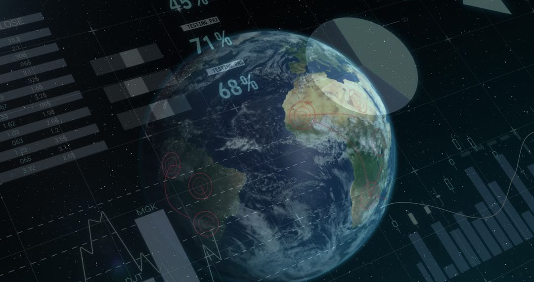 digital globe with data analytics and technology metrics - Free Images, Stock Photos and Pictures on Pikwizard.com