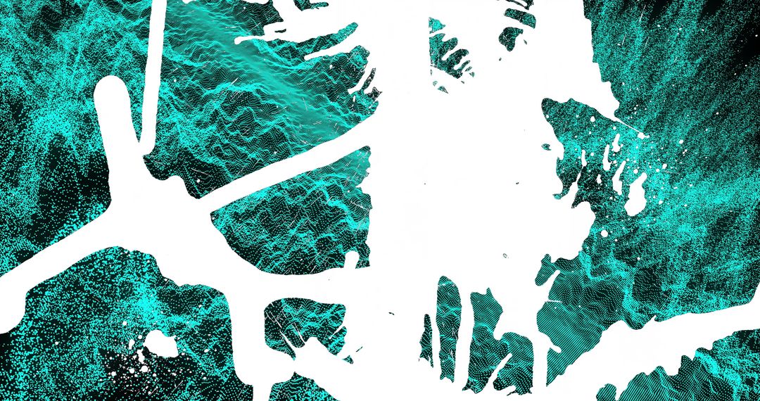 Dynamic Abstract Art with White Splash on Turquoise Waves