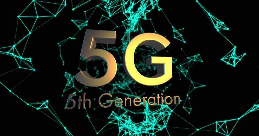 5G Network with Golden Text and Digital Background