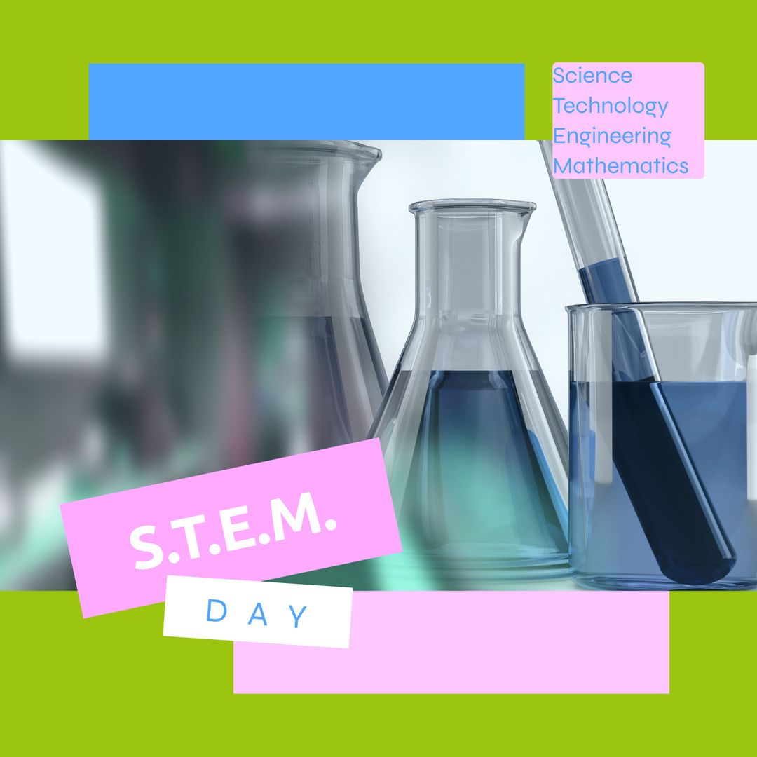 STEM Day Graphics with Chemistry Lab Equipment
