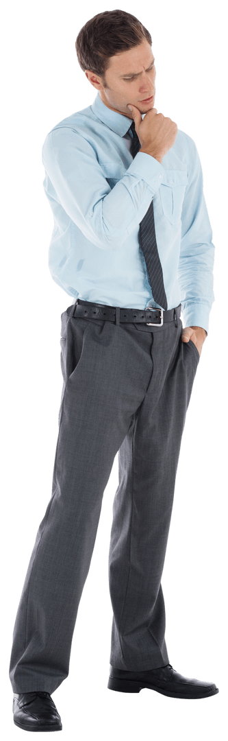 Transparent Image of Thoughtful Businessman Pondering