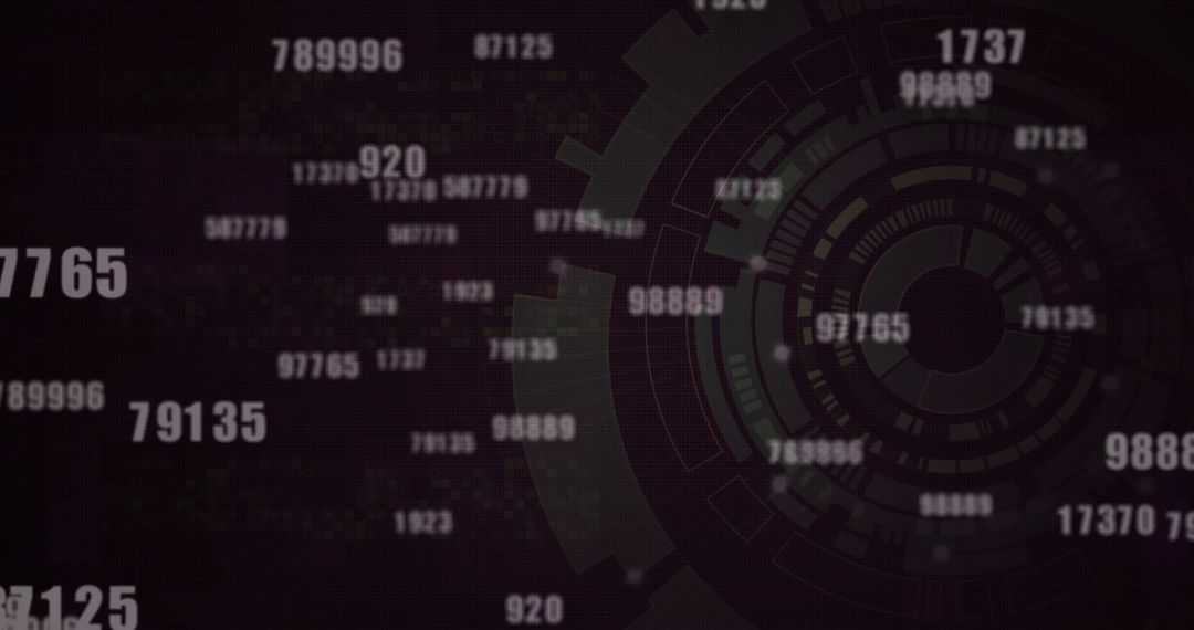 Digital HUD Display with Floating Numbers on Dark Background