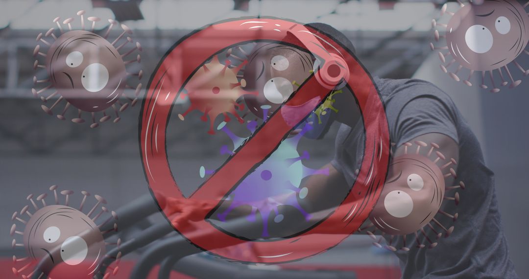 Gym Exercise with COVID-19 Safety Restrictions Concept