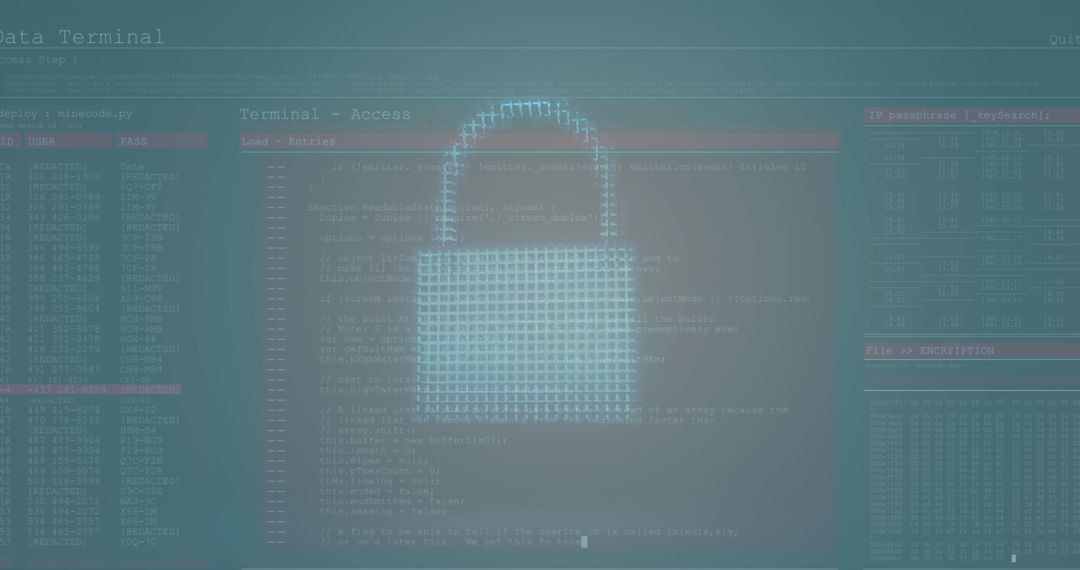 Digital lock with coding interface symbolizing cyber security