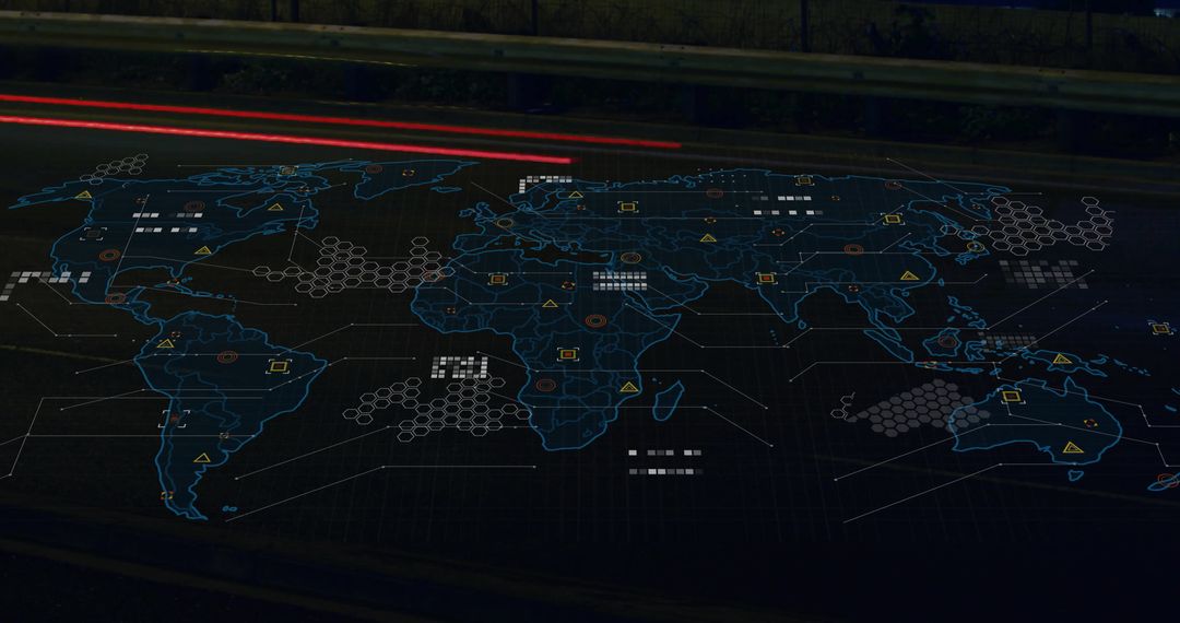 Global Data Processing: Digital Connections over World Map