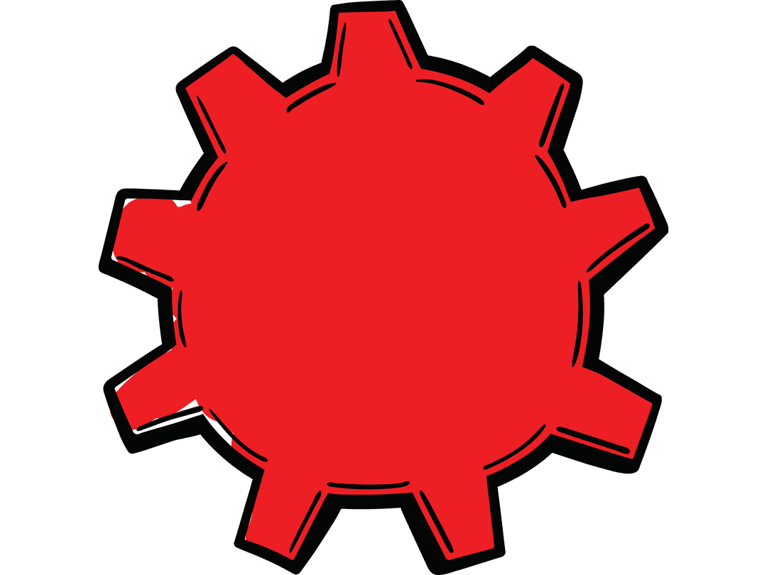 Red Industrial Cog with Copy Space on Transparent Background