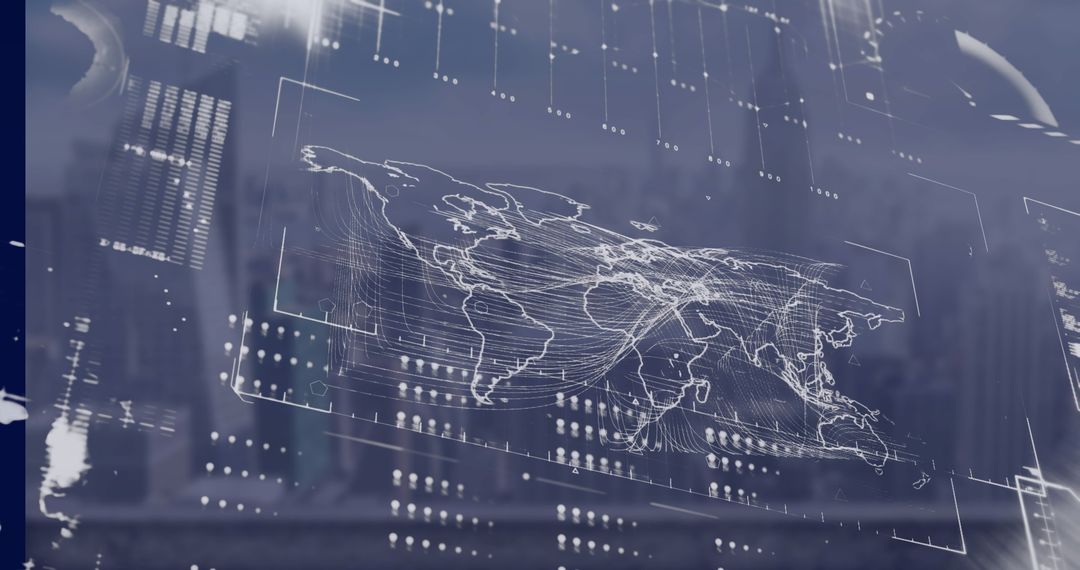 Global Data Network over Modern Cityscape Visualization