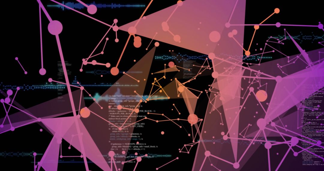 Abstract Digital Network with Geometric Shapes and Data Streams