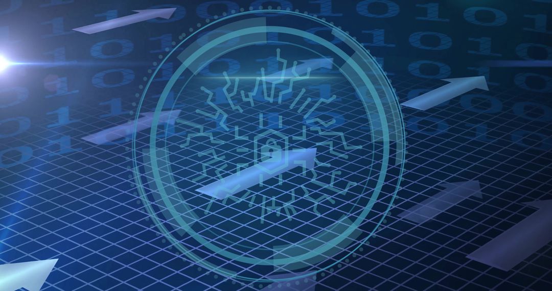 Digital Security Lock on Futuristic Grid Background