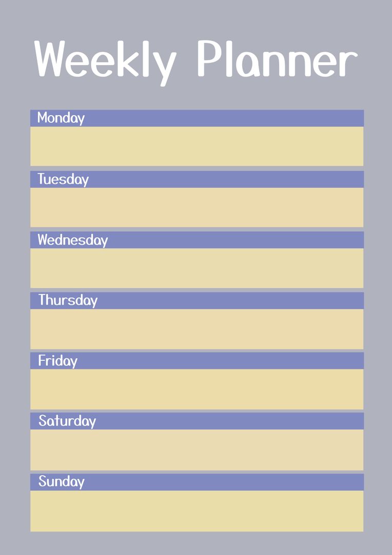 Minimalist Weekly Planner Template for Personal and Office Use - Download Free Stock Templates Pikwizard.com