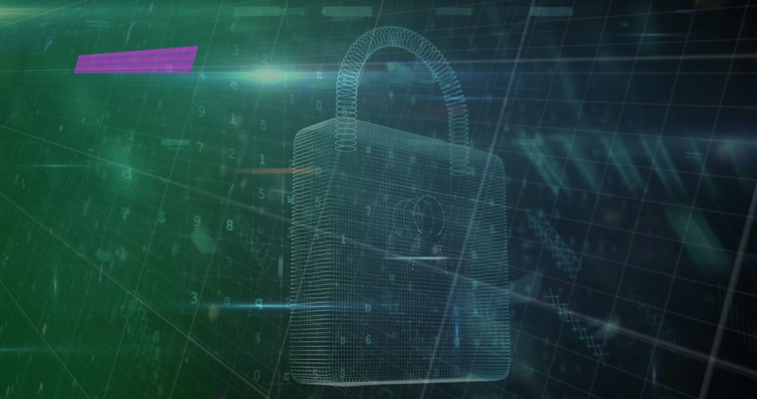 Digital Padlock Symbolizing Cybersecurity in Virtual Space