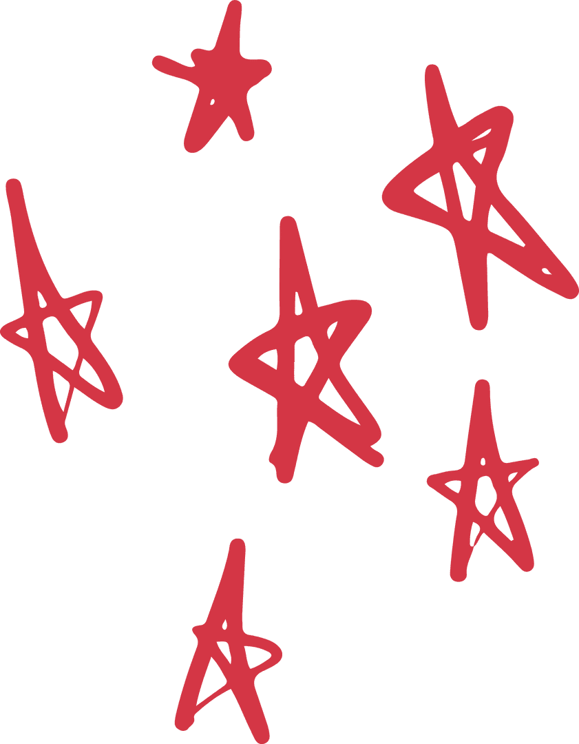 Red Star Doodles on Transparent Background for Design Projects