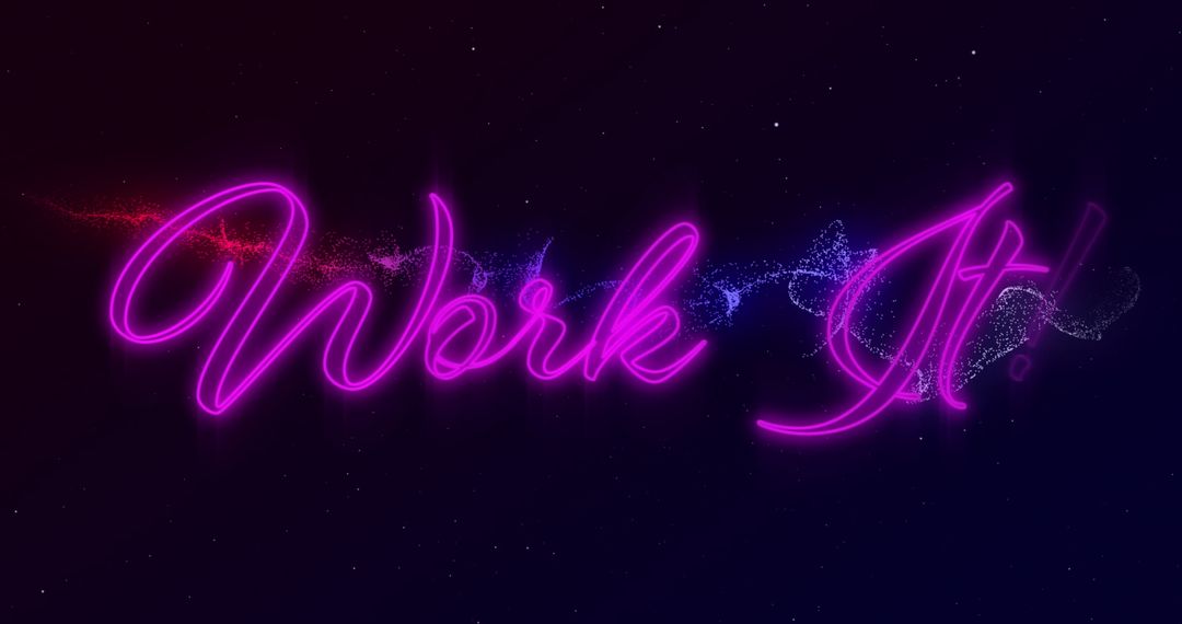 Neon Pink 'Work It!' Text with Vibrant Vapor Trail