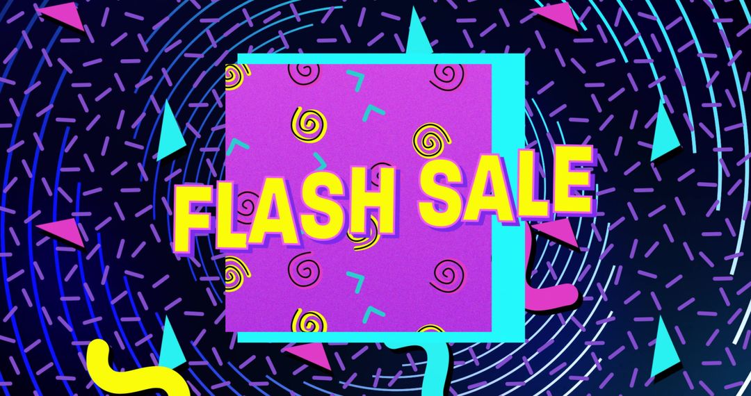 Futuristic Flash Sale Design with Neon Shapes