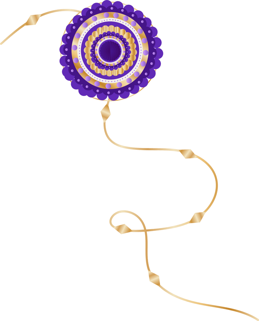 Elegant Purple Medallion with Gold Diamond Ribbon Transparent Design