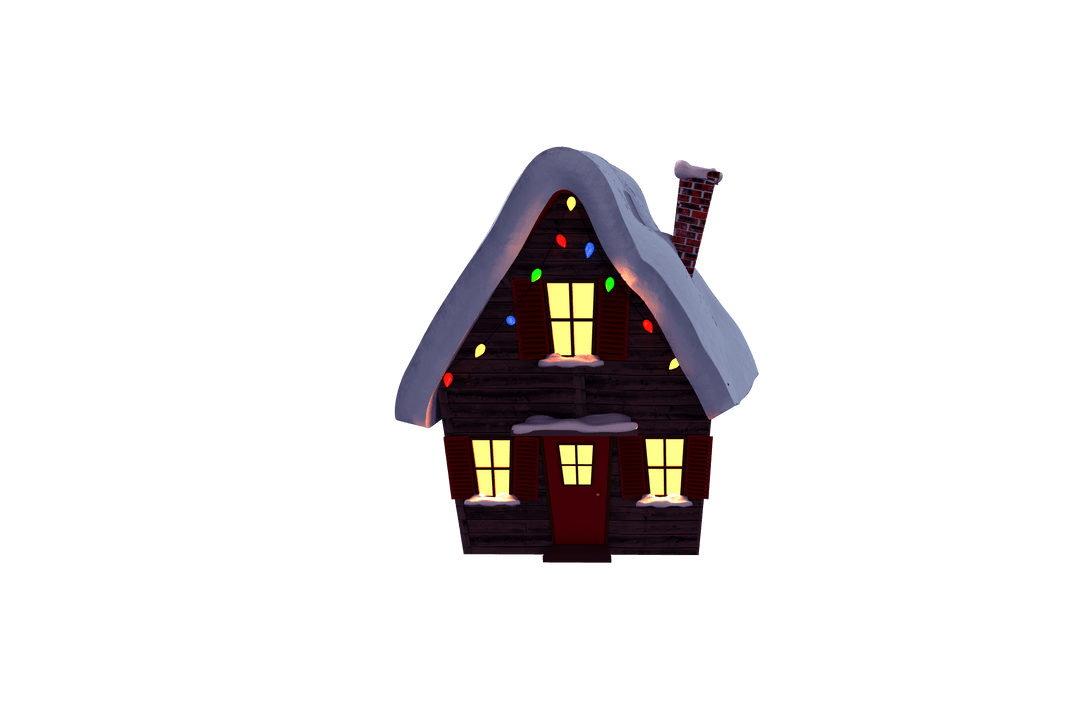 Transparent Christmas House with Twinkling Lights and Snow