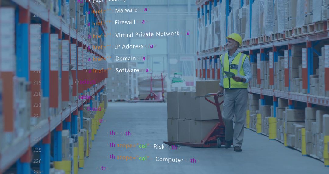Warehouse Operations with Cybersecurity Code Overlay