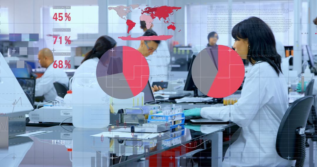 Scientists Conduct Research with Global Data Analysis Overlay