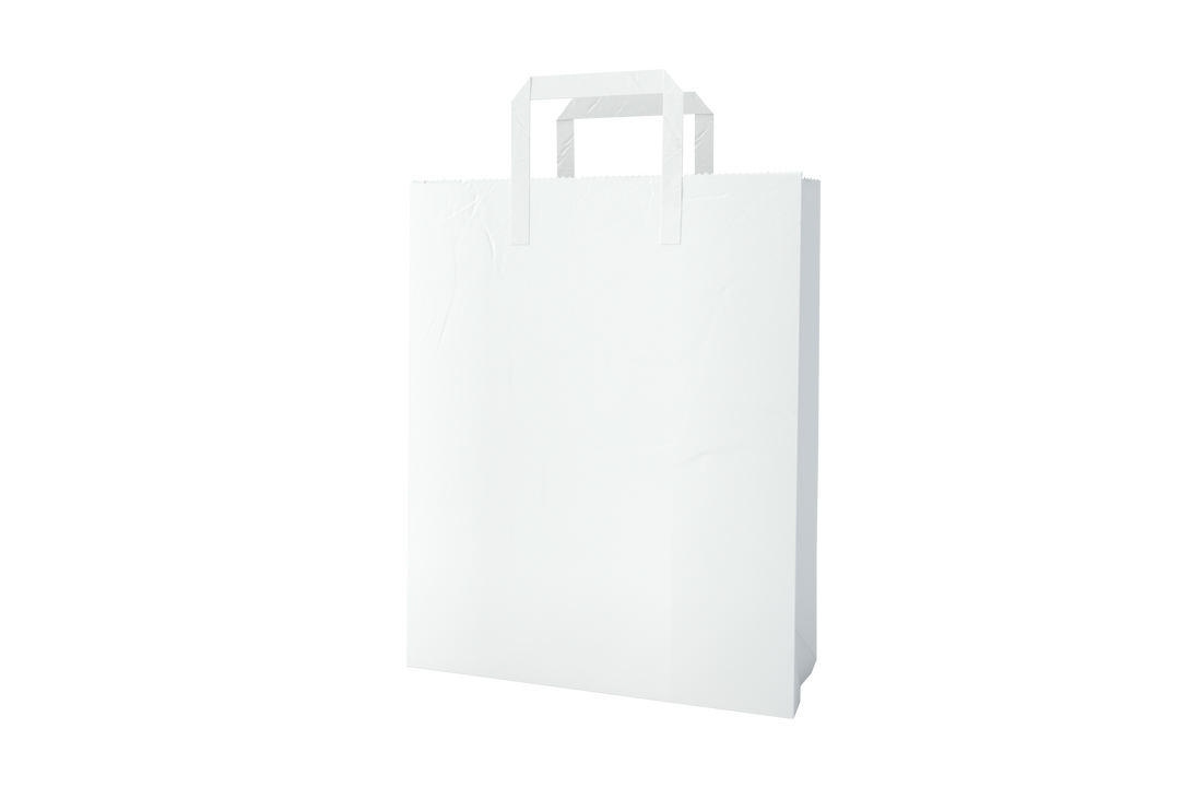 Clean White Paper Bag with Handles on Transparent Background - Download Free Stock Images Pikwizard.com