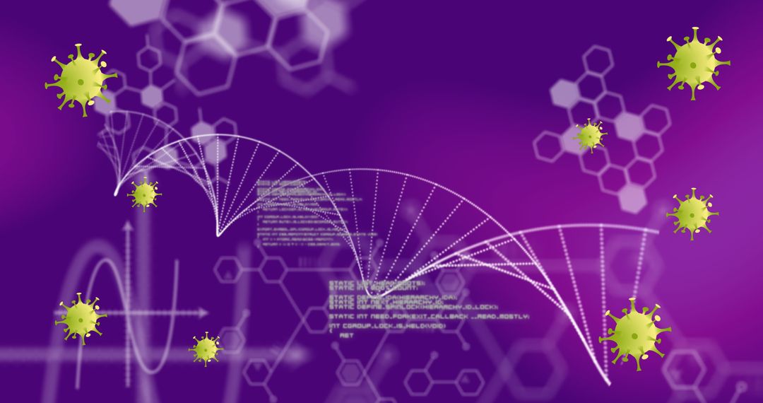 Futuristic Biotechnology with Virus and DNA Helix Illustration
