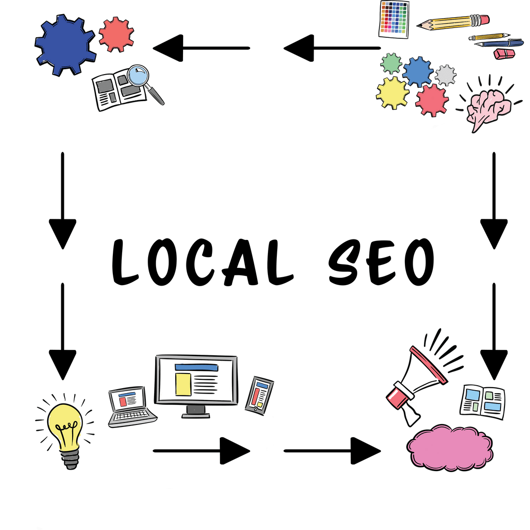 Creative Local SEO Concept Icons with Transparent Background