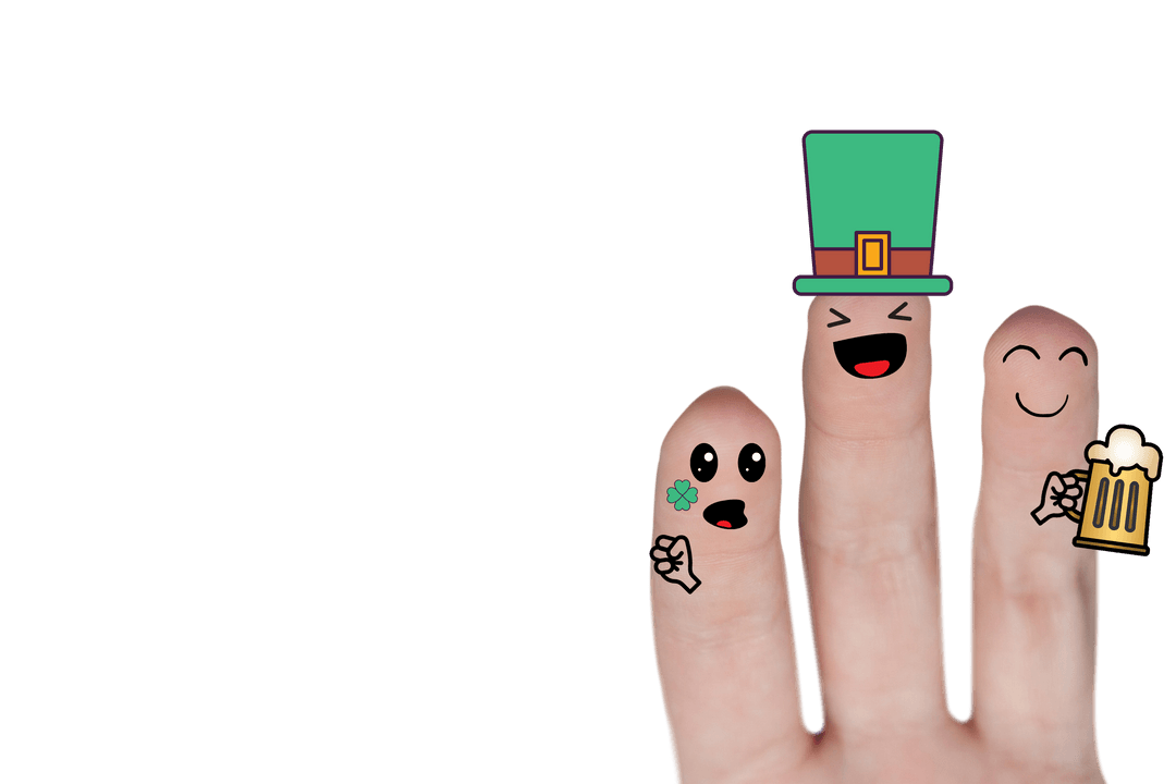 Festive Fingers for St. Patrick's Day on Transparent Background