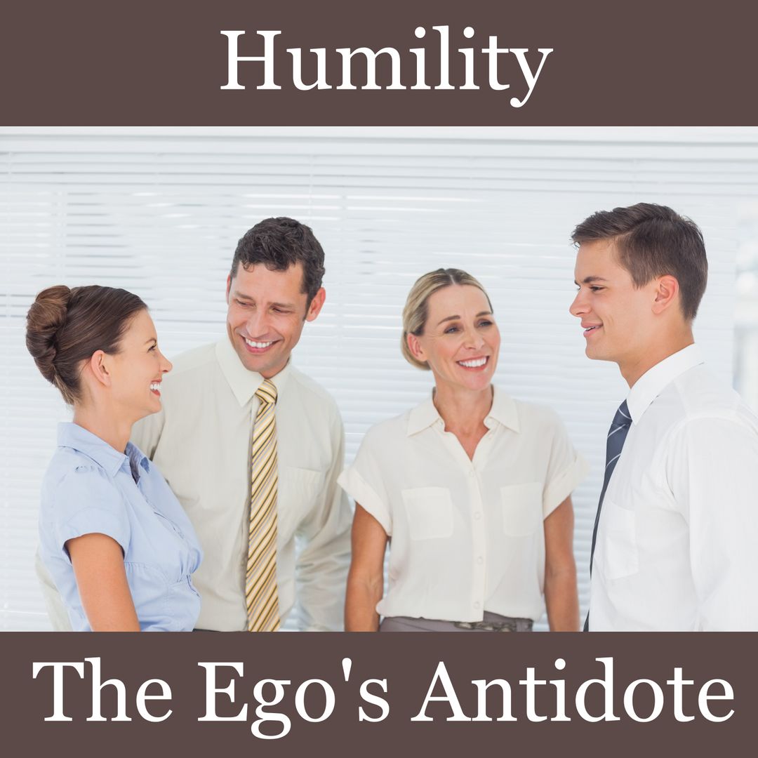 Humility Message with Smiling Diverse Business Professionals in Office