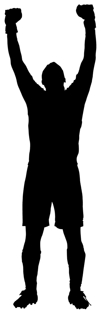Silhouette of Triumphant Athlete with Arms Raised Transparent