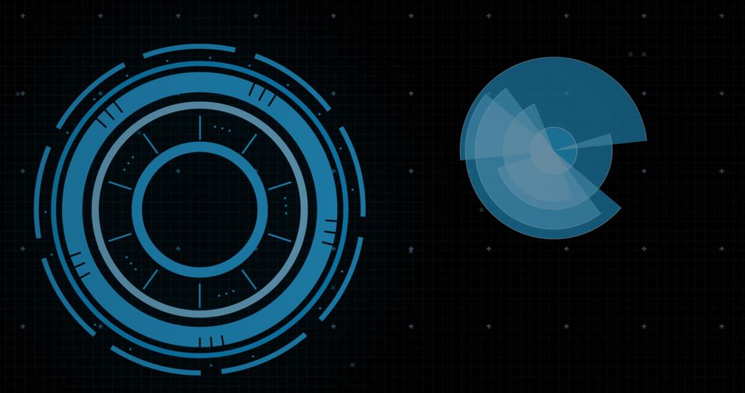 Futuristic Digital Interface with Circular Scanners