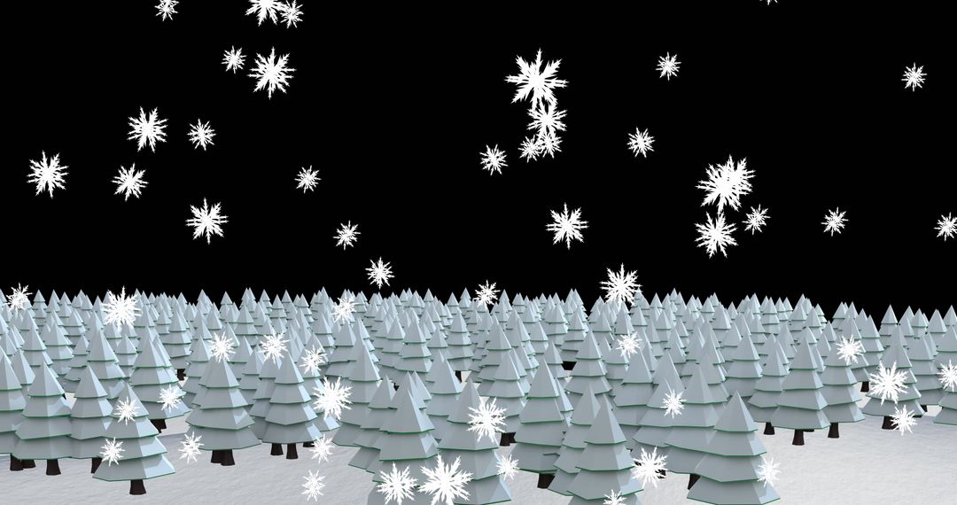 Snowfall Over Festive Fir Trees in Winter Wonderland