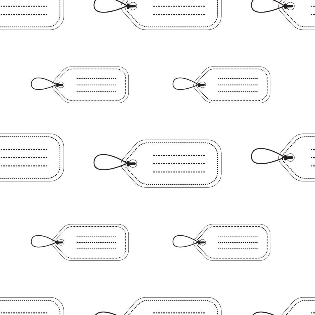 Seamless Pattern of White Name Tags on Transparent Background