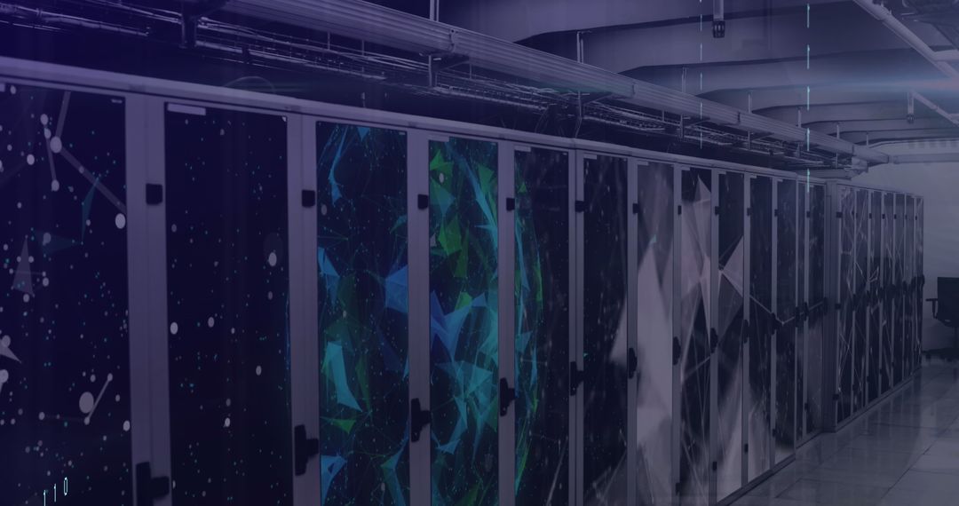 Futuristic Data Center Featuring Advanced Server Units