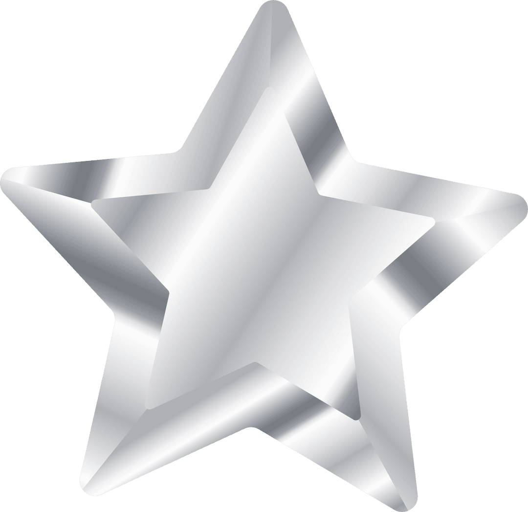 Transparent Overlapping Metallic Silver Stars with 3D Gradient Depth