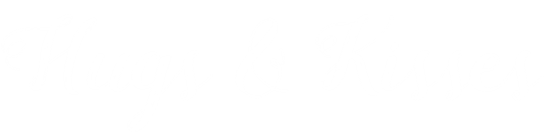 Romantic Hugs and Kisses Text on Transparent Background