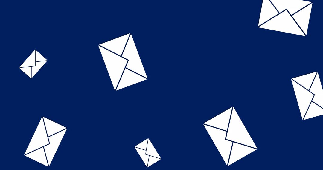 Falling Envelope Icons on Solid Blue Background