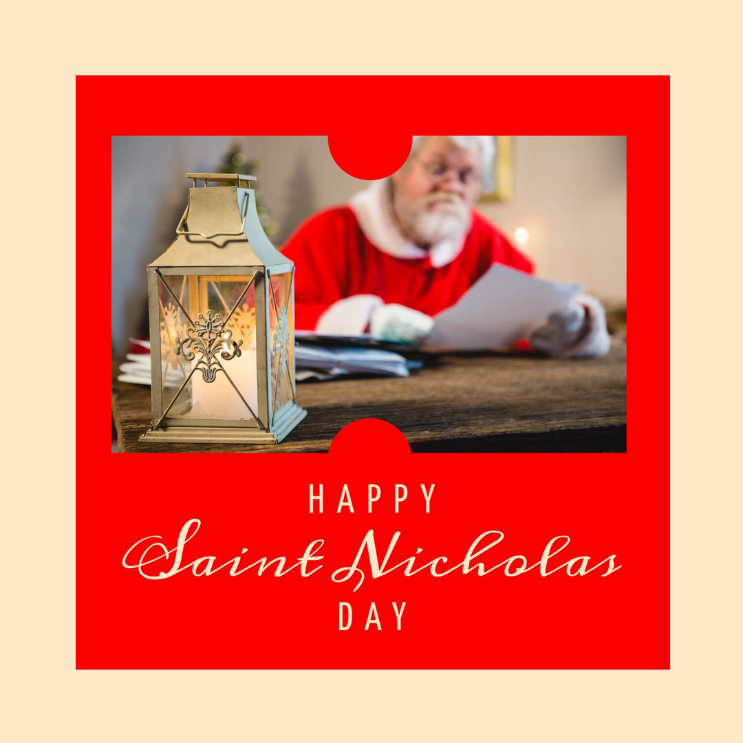 Santa Claus Reading Letter on Saint Nicholas Day Celebration