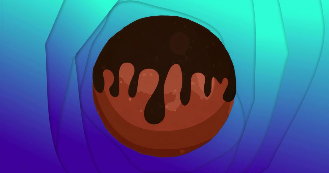 Avant-Garde Brown Sphere with Dripping Dark Glaze on Gradient Background