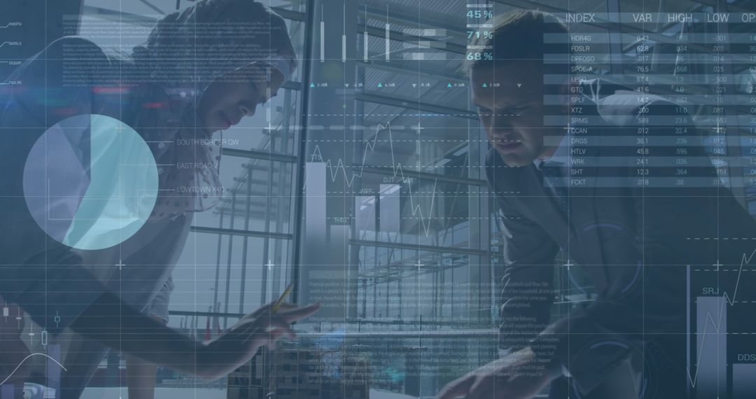 Global Business Discussing Financial Data and Technology