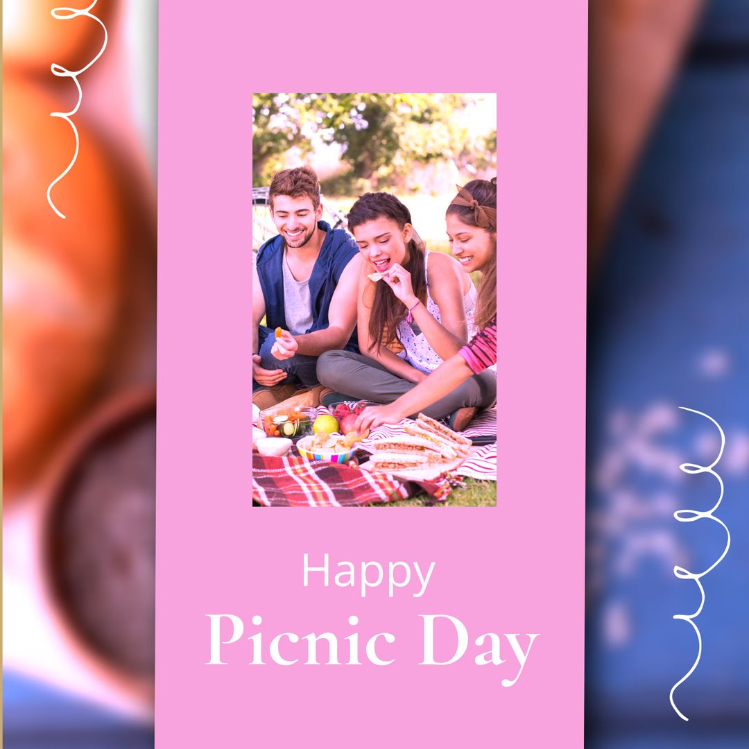 Friends Enjoying Picnic with Food Celebrating Outdoors