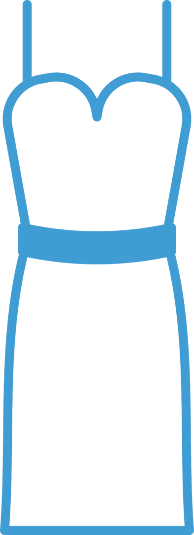 Minimalist Blue Dress Outline on Transparent Background